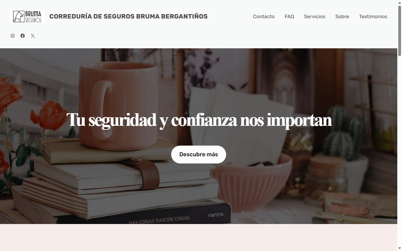 Portada de la web de la Correduría de Seguros Bruma Bergantiños