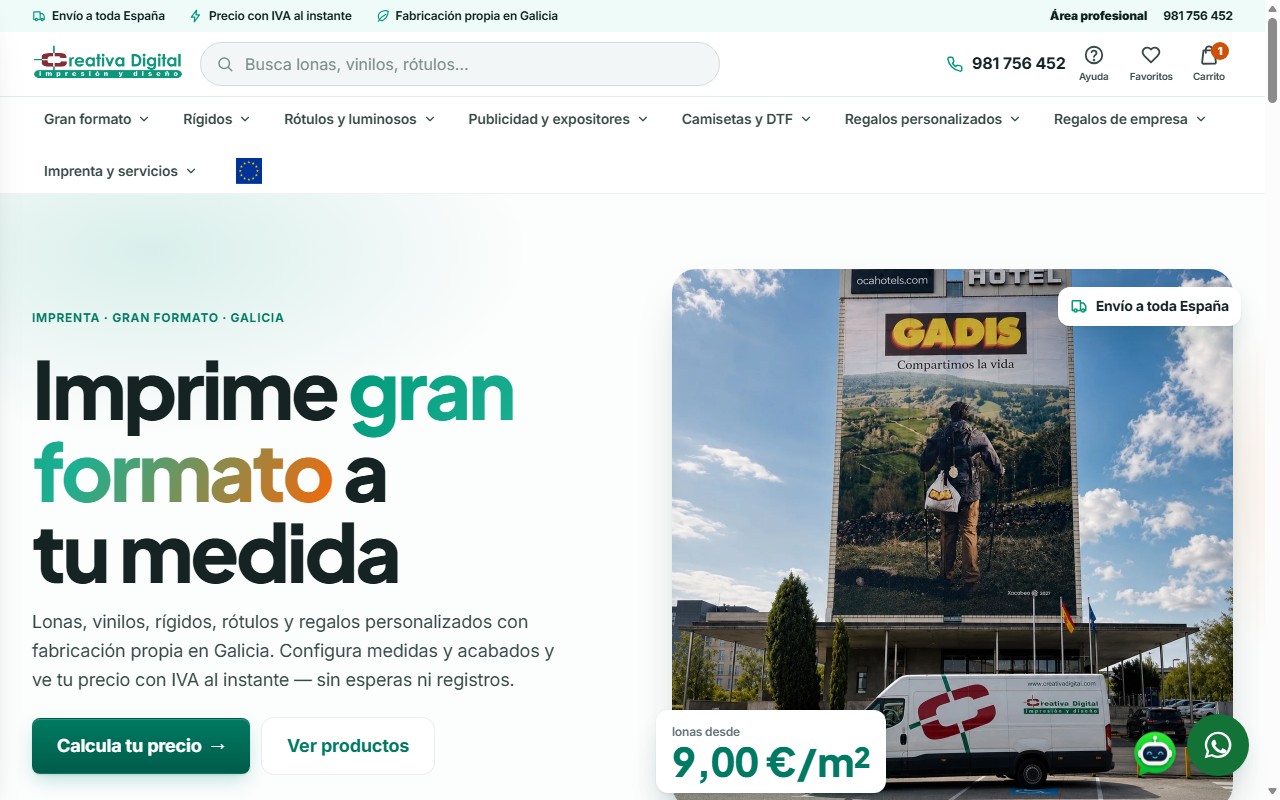 Portada de la tienda online de Creativa Digital