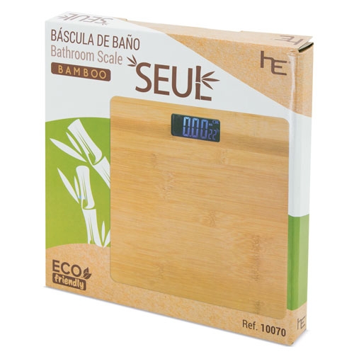 Bascula De Baño Con Temperatura De Bambú Seul — vista 3
