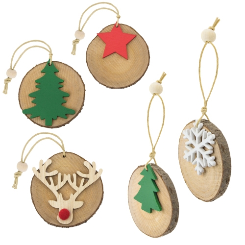 Set Adornos De Madera (5 Pcs) Loppi