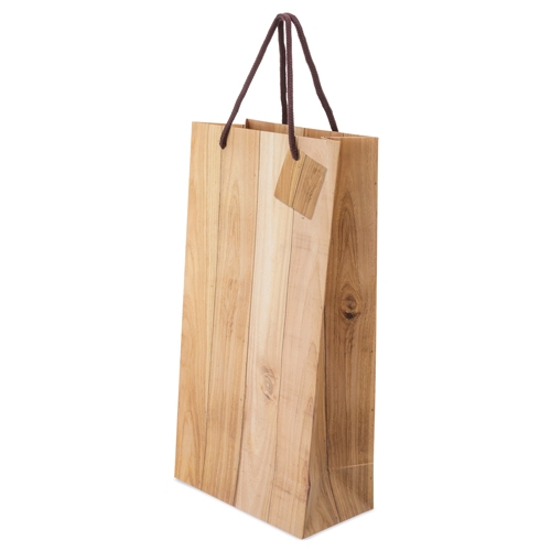 Bolsa Papel Efecto Madera 2 Botellas Abeto — vista 2