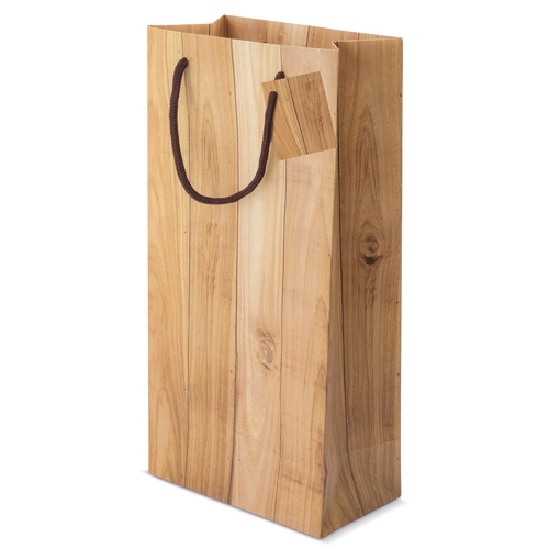 Bolsa Papel Efecto Madera 2 Botellas Abeto