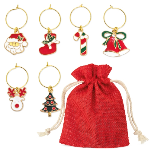Set De 6 Aros Navideños Para Copas Brindis