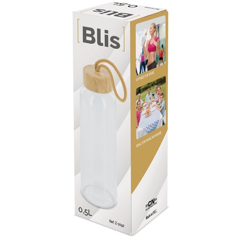 Botella Cristal Tapon Bambú Blis — vista 2
