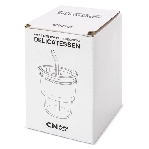 Vaso 330 Ml Con Pajita De Cristal Delicatessen — vista 2