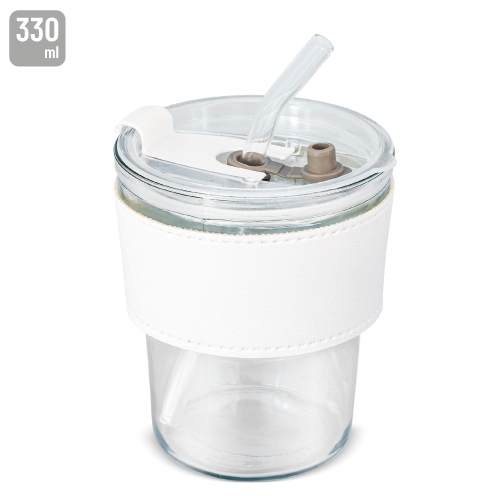 Vaso 330 Ml Con Pajita De Cristal Delicatessen