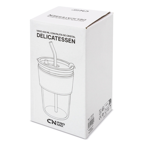 Vaso 450 Ml Con Pajita De Cristal Delicatessen — vista 2