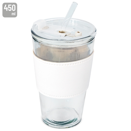 Vaso 450 Ml Con Pajita De Cristal Delicatessen