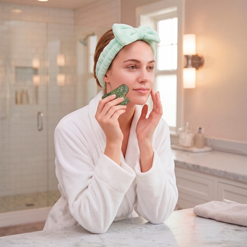 Set De Masaje Facial De Piedra Natural Jade Cixi — vista 3