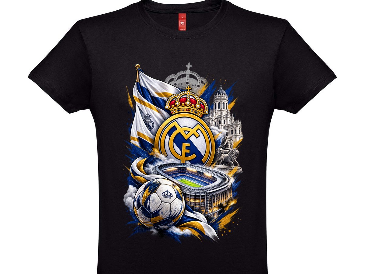 Camiseta Real Madrid · escudo y estadio