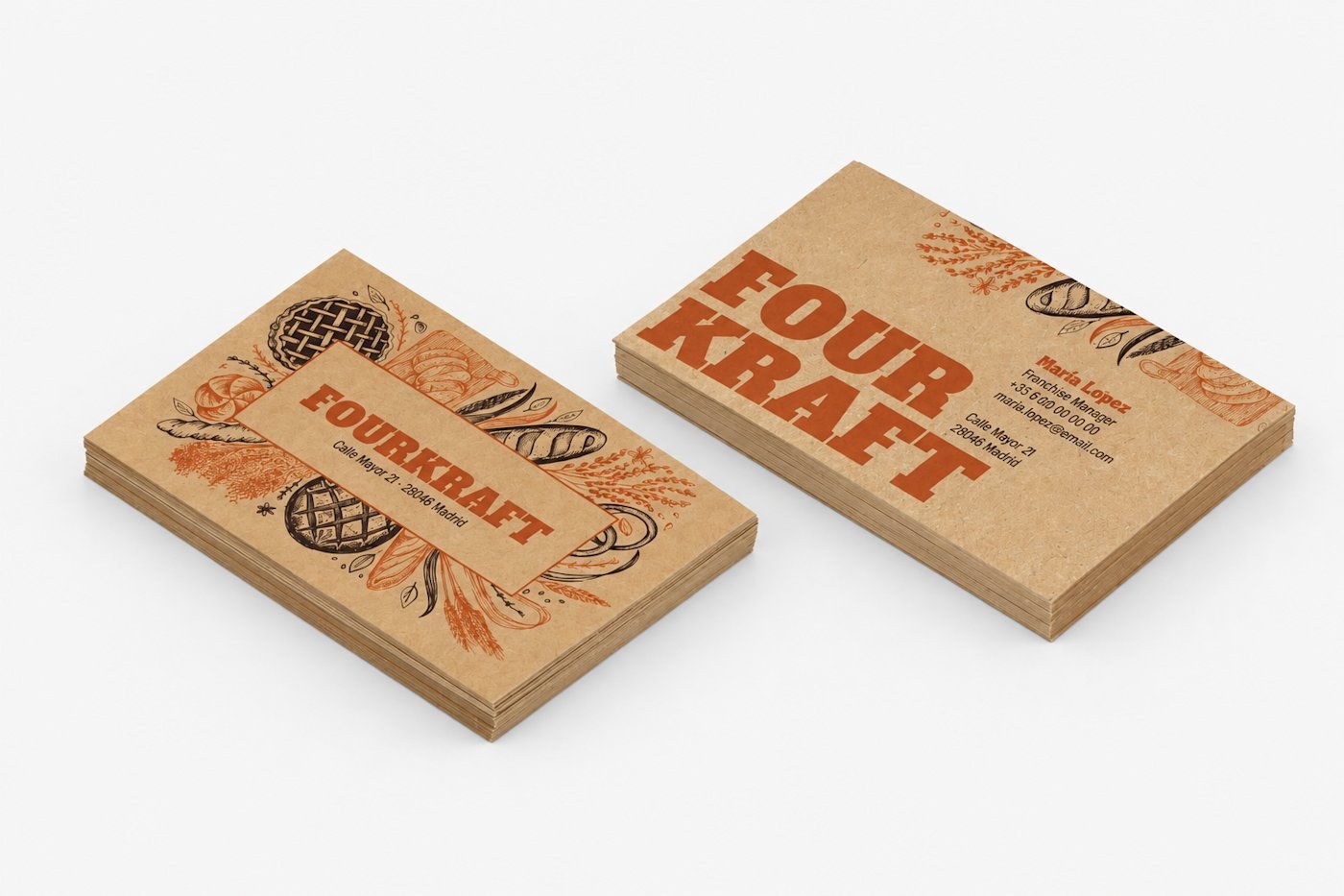 Tarjetas de visita en papel kraft — vista 3