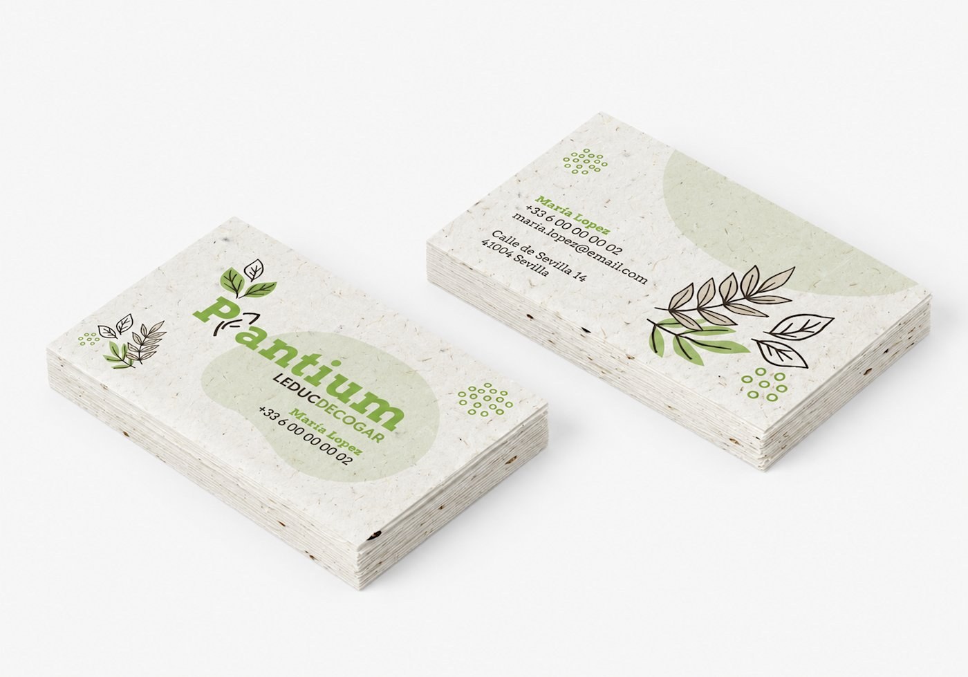 Tarjetas de visita en papel con semillas — vista 2