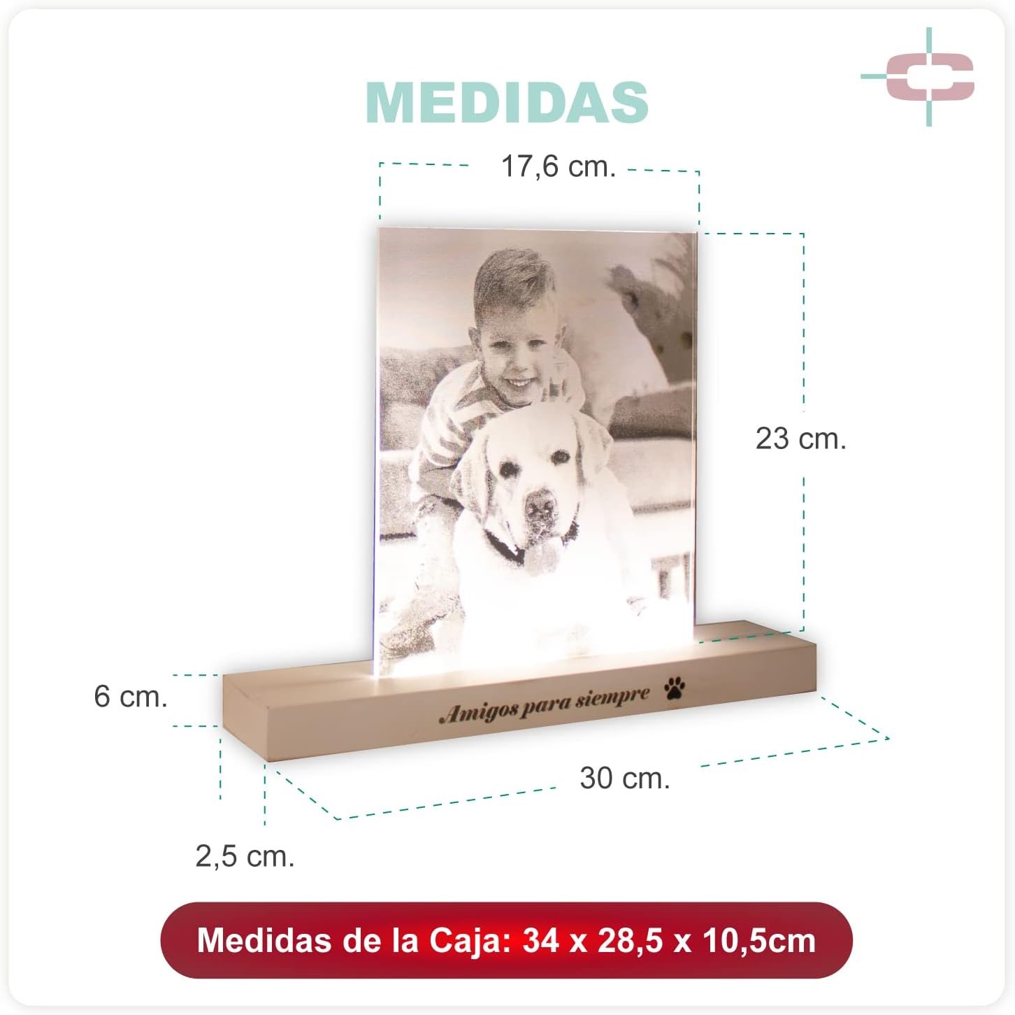 Lámpara del amor personalizada con su caja regalo impresa a juego — vista 3