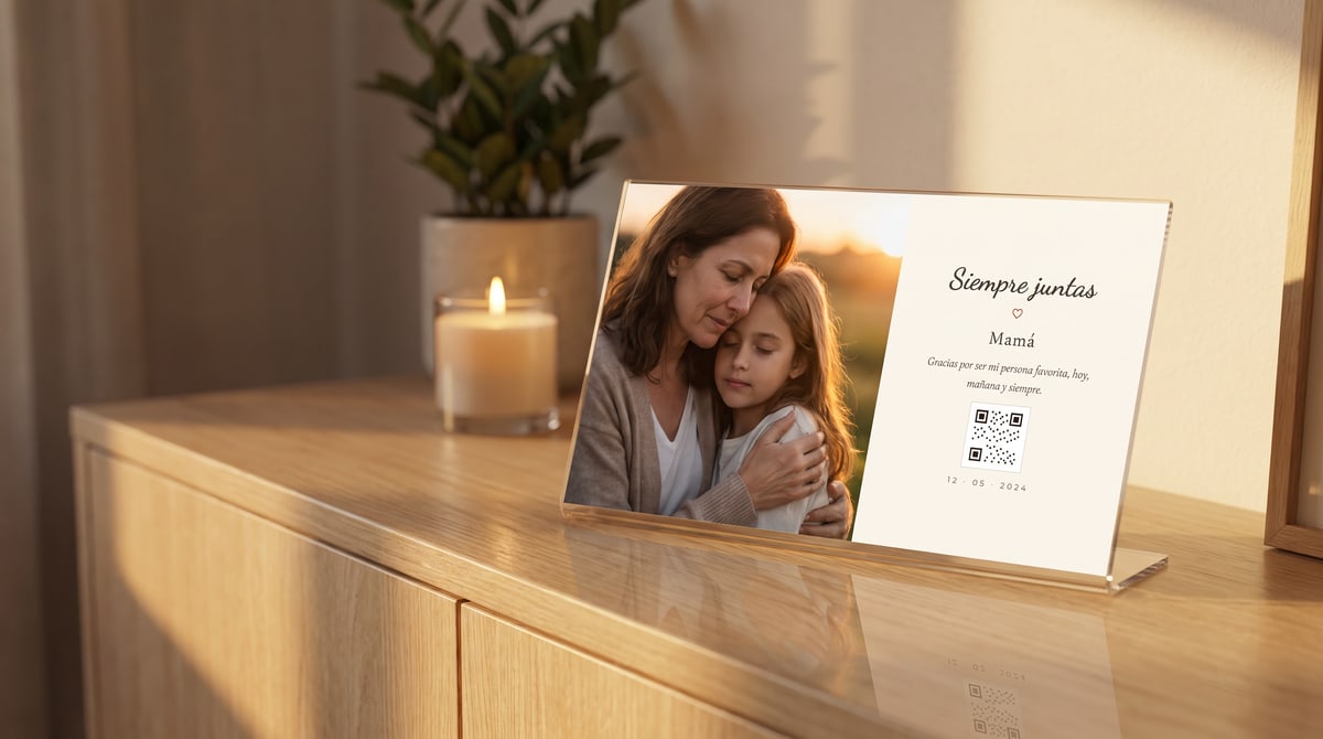 Recuerdo Vivo, placa de metacrilato con foto y código QR — vista 6