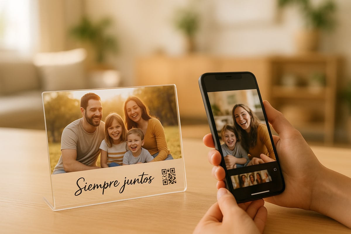 Recuerdo Vivo, placa de metacrilato con foto y código QR — vista 3