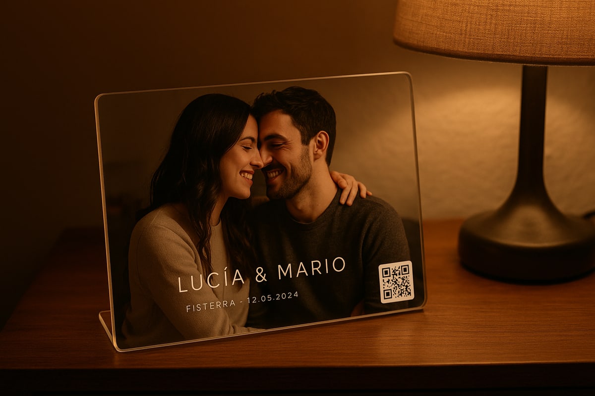 Recuerdo Vivo, placa de metacrilato con foto y código QR — vista 2