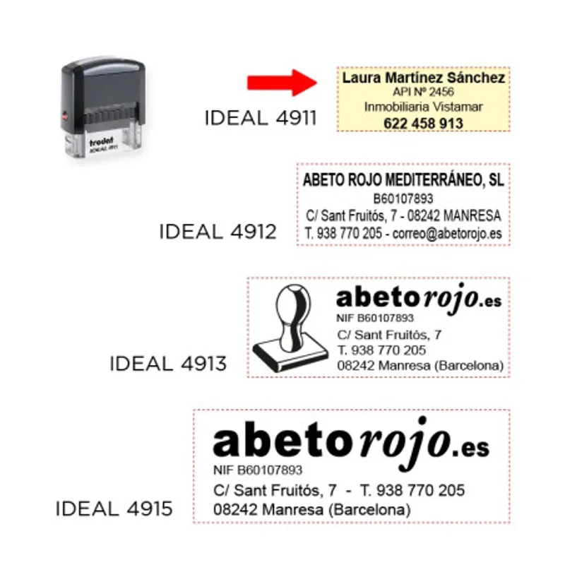 Sello automático rectangular Trodat IDEAL personalizado — vista 3