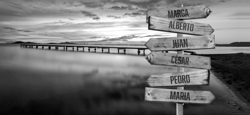 Cuadro personalizable  multinombres imagen en blanco y negro