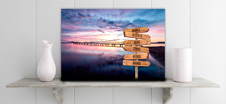 Cuadro personalizable  multinombres imagen a color en ambiente